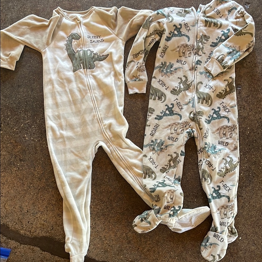 Carter's Cream and Green Footies Cozy One Piece